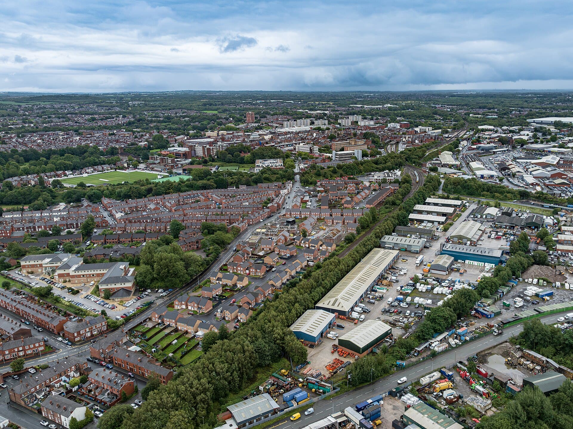 Wigan city skyline